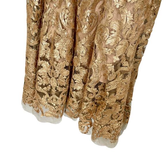 Dress the Population Women's Gold Sequin Blair Fit-&-Flare Midi Dress ; Large - Picture 13 of 15